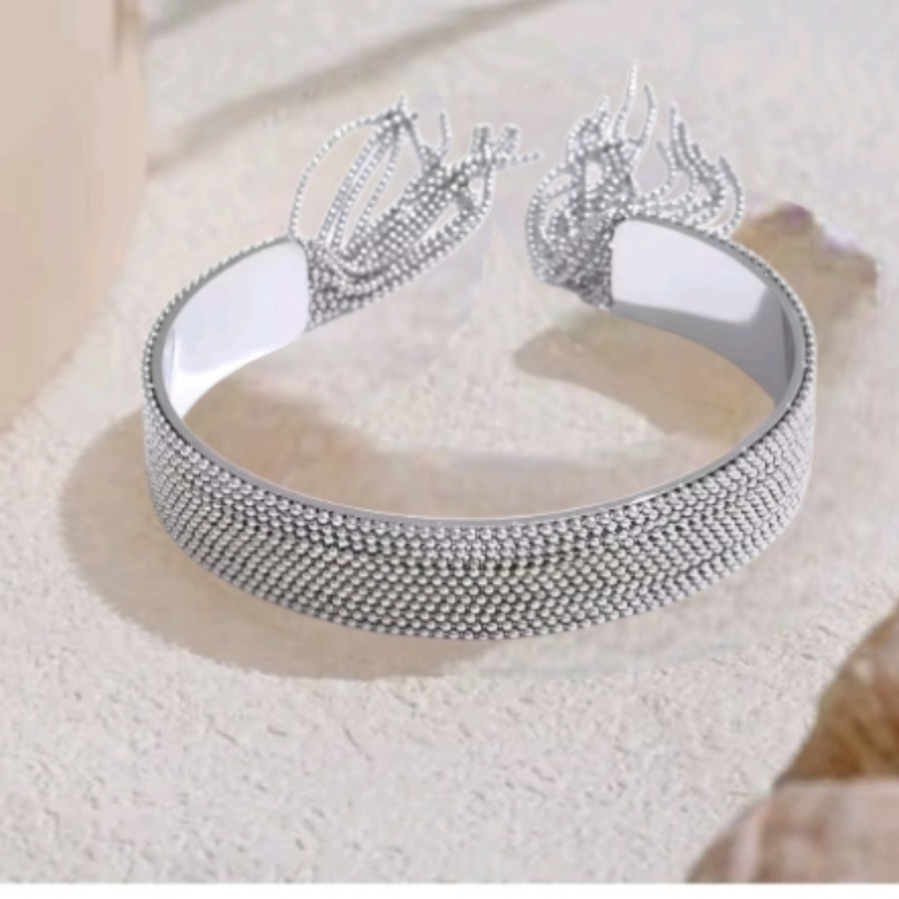 Fringe Bracelet Silver Stainless Steel | NWOT - Picture 3 of 8